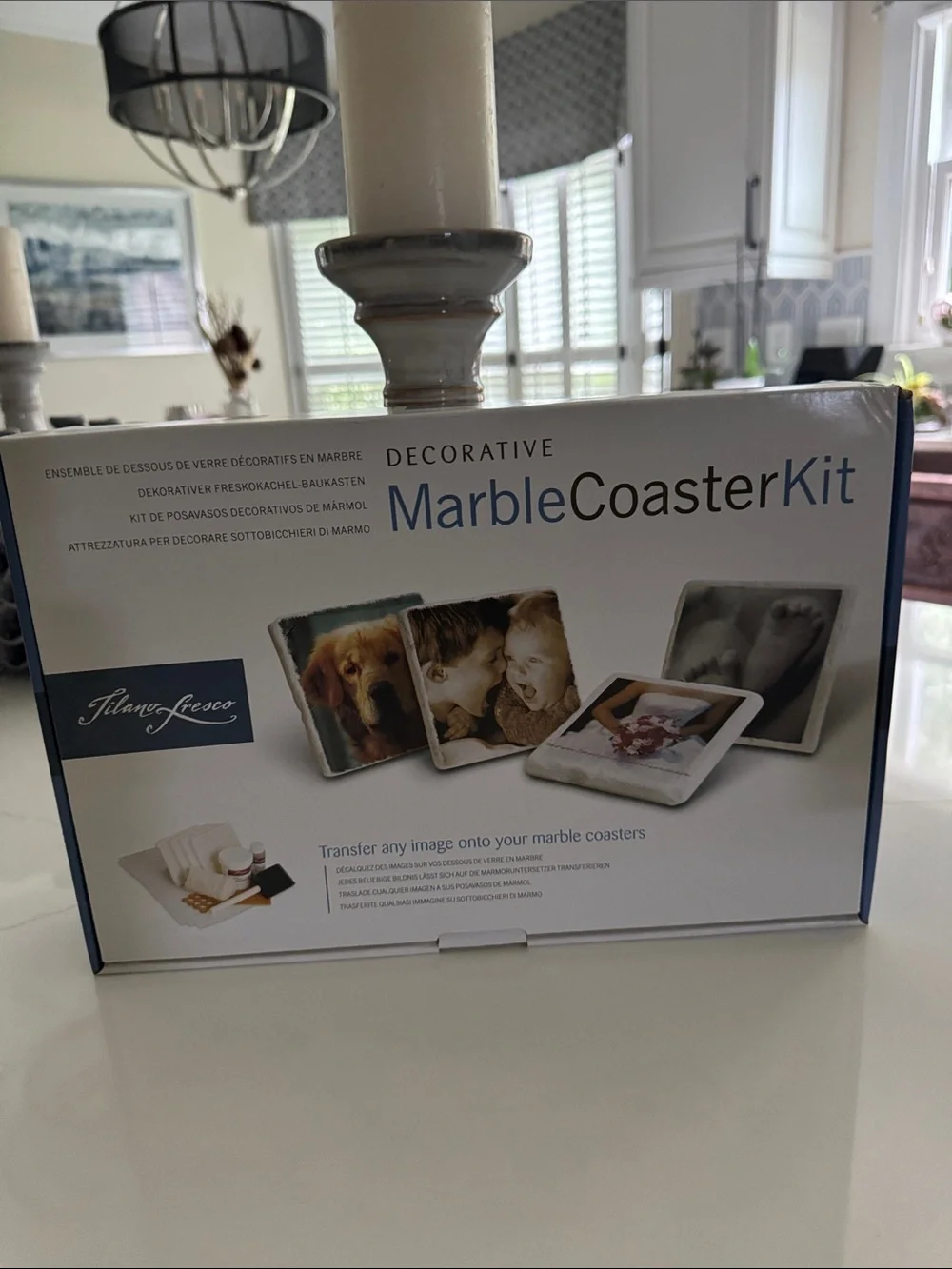 Decorative Marble Coaster Kit - White